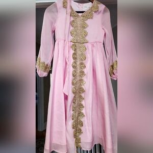 Pink Dress with Gold Embellishments